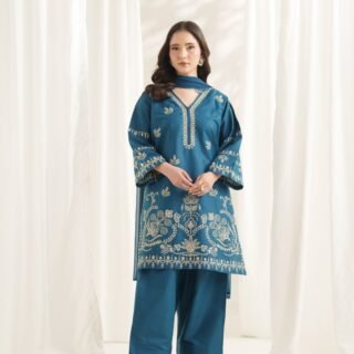 Victoria Embroidered 3PC Farshi Suit in premium lawn fabric