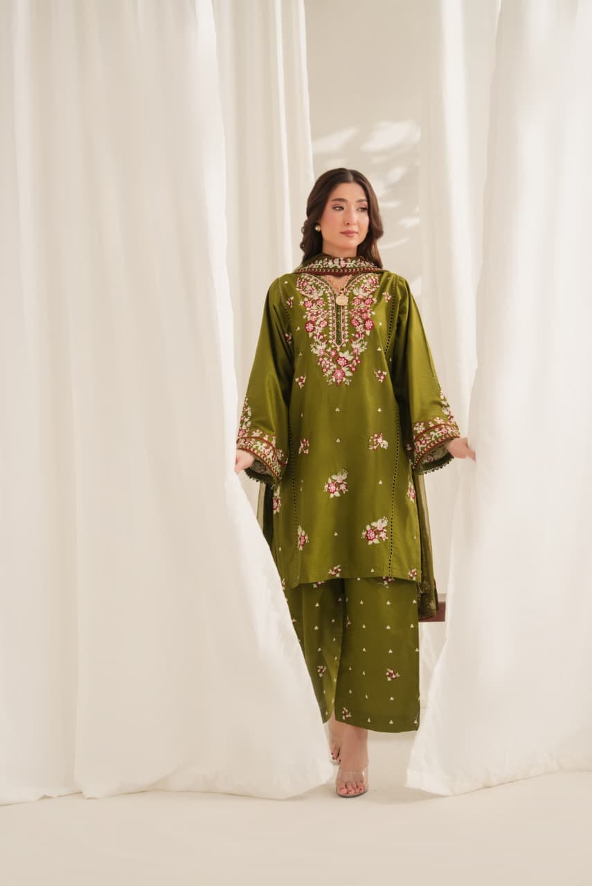Anarkali Embroidered 3PC Premium Lawn Suit | Stitched Collection 1 Anarkali Embroidered 3PC Premium Lawn Suit with dupatta
