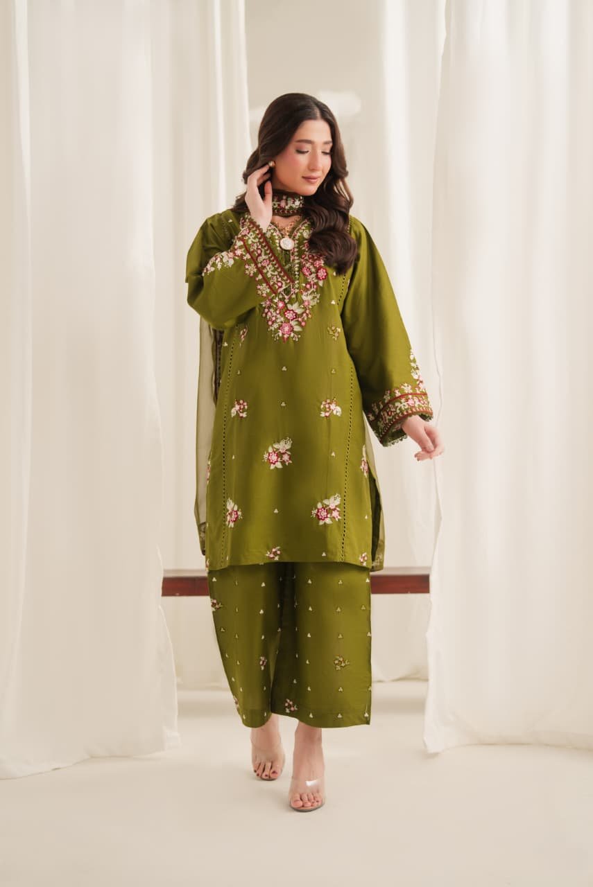 Anarkali Embroidered 3PC Premium Lawn Suit | Stitched Collection 11 Anarkali Embroidered 3PC Premium Lawn Suit with dupatta