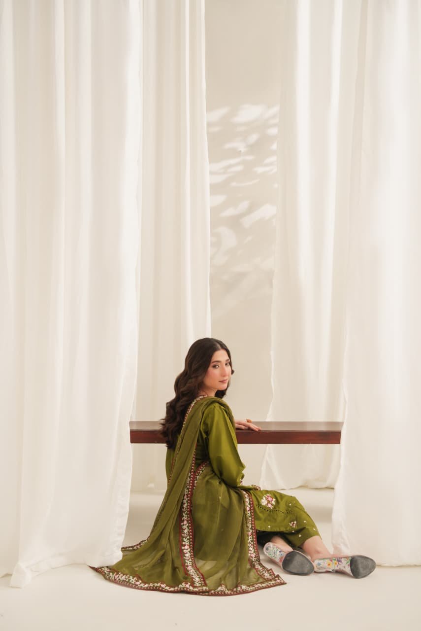Anarkali Embroidered 3PC Premium Lawn Suit | Stitched Collection 10 Anarkali Embroidered 3PC Premium Lawn Suit | Stitched Collection - Image 10