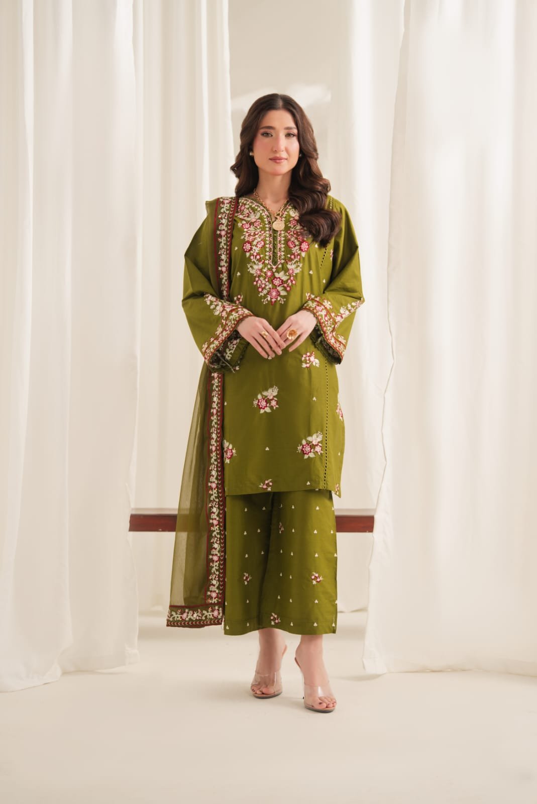 Anarkali Embroidered 3PC Premium Lawn Suit | Stitched Collection 9 Anarkali Embroidered 3PC Premium Lawn Suit | Stitched Collection - Image 9