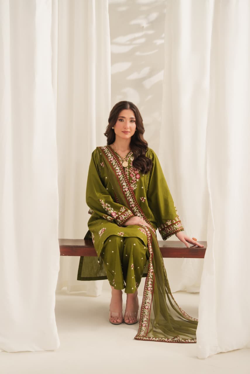 Anarkali Embroidered 3PC Premium Lawn Suit | Stitched Collection 8 Anarkali Embroidered 3PC Premium Lawn Suit | Stitched Collection - Image 8
