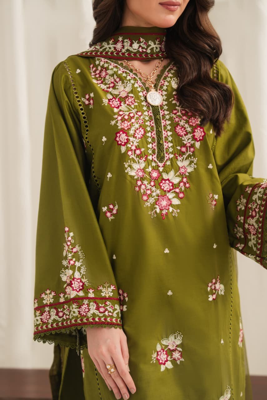 Anarkali Embroidered 3PC Premium Lawn Suit | Stitched Collection 6 Anarkali Embroidered 3PC Premium Lawn Suit | Stitched Collection - Image 6