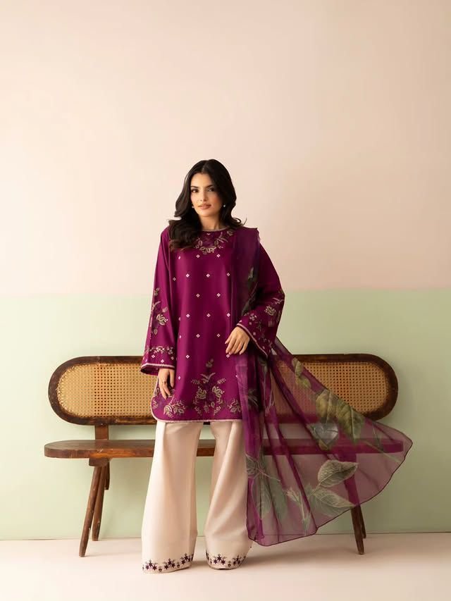 Nova Embroidery 3PC Suit, Premium Lawn | Stitched Collection 1 Nova Embroidery 3PC Suit premium lawn Farshi