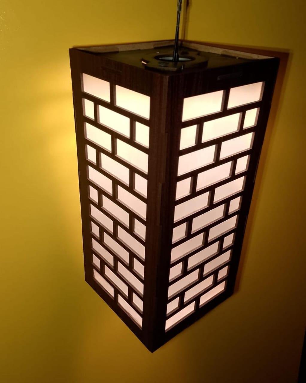 Wooden Hexagonal Ceiling Lamp, LED Low Power 4 Wooden Hexagonal Ceiling Lamp, LED Low Power