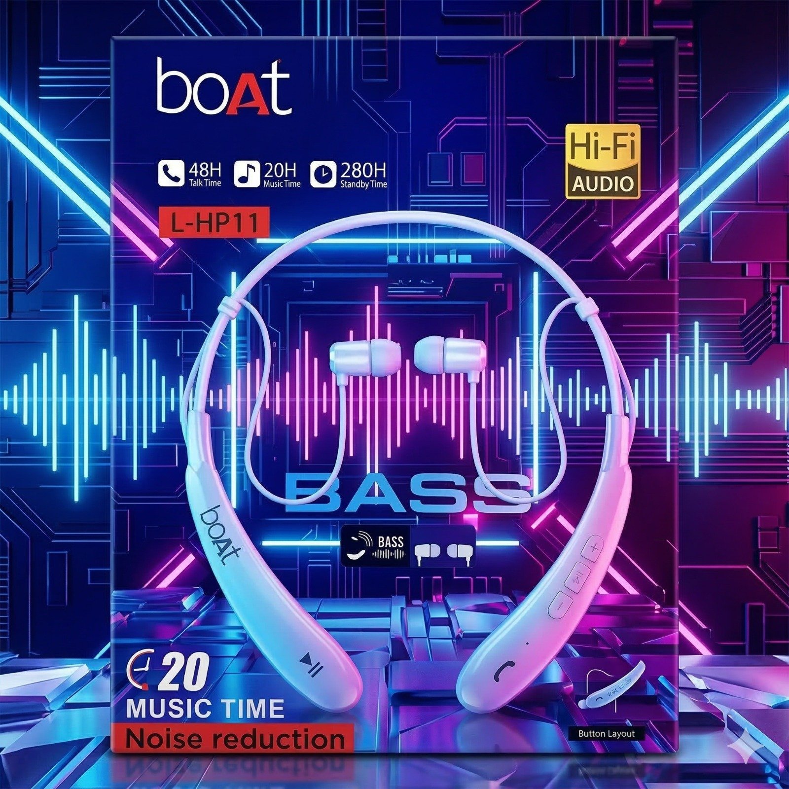 Boat L HP 11 Wireless Neckband | Audio & Music | Gym & Sports Accessories 1 Boat L HP 11 Neckband Wireless Bluetooth Earphones