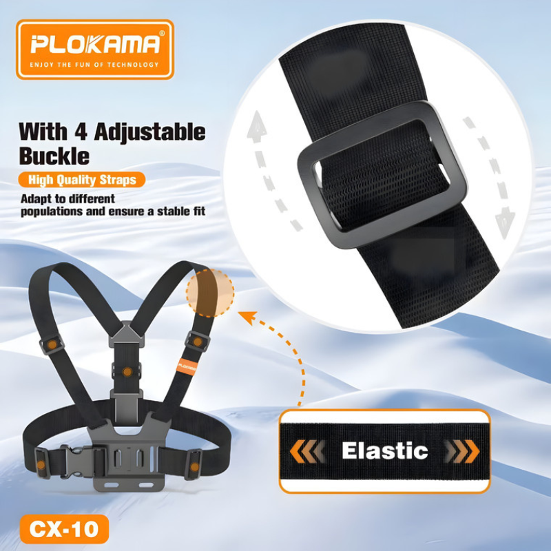 PLOKAMA CX10 Action Camera Chest Mount Holder | Sports Hiking 4 PLOKAMA CX10 Chest Mount for Action Camera