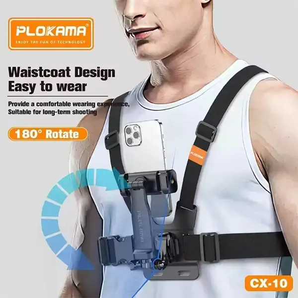 PLOKAMA CX10 Action Camera Chest Mount Holder | Sports Hiking 2 PLOKAMA CX10 Action Camera Chest Mount Holder | Sports Hiking - Image 2