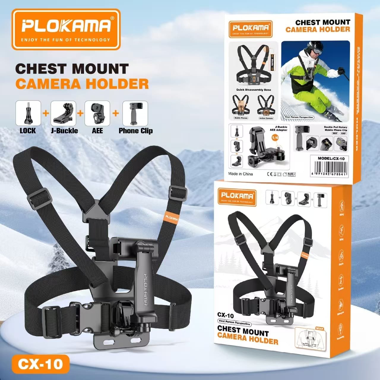 PLOKAMA CX10 Action Camera Chest Mount Holder | Sports Hiking 1 PLOKAMA CX10 Chest Mount for Action Camera