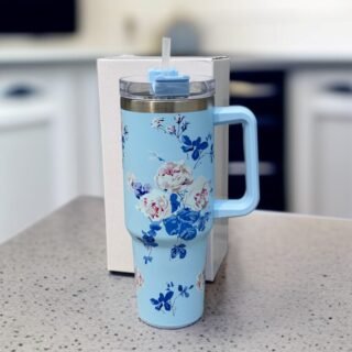 40oz Floral Tumbler insulated stainless steel design