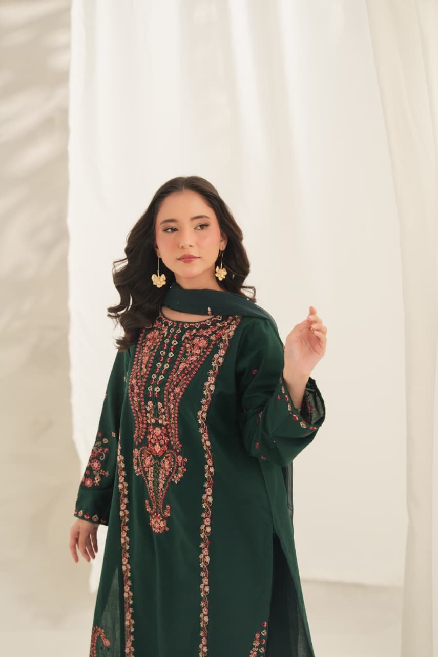 Soha Embroidered 3PC Lawn Suit with Plazo | Stitched Collection 5 Soha Embroidered 3PC Lawn Suit with Plazo | Stitched Collection - Image 5