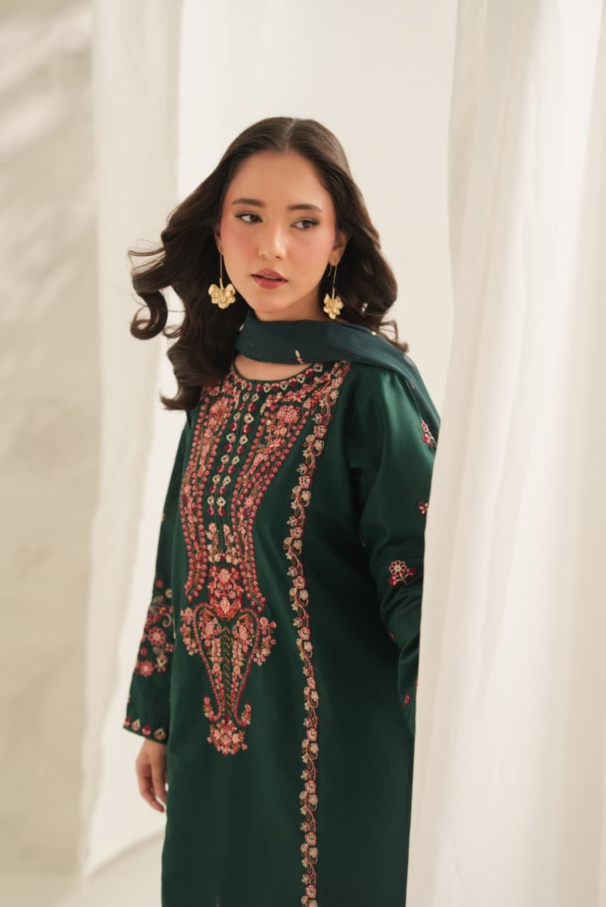Soha Embroidered 3PC Lawn Suit with Plazo | Stitched Collection 4 Soha Embroidered 3PC Lawn Suit with Plazo | Stitched Collection - Image 4