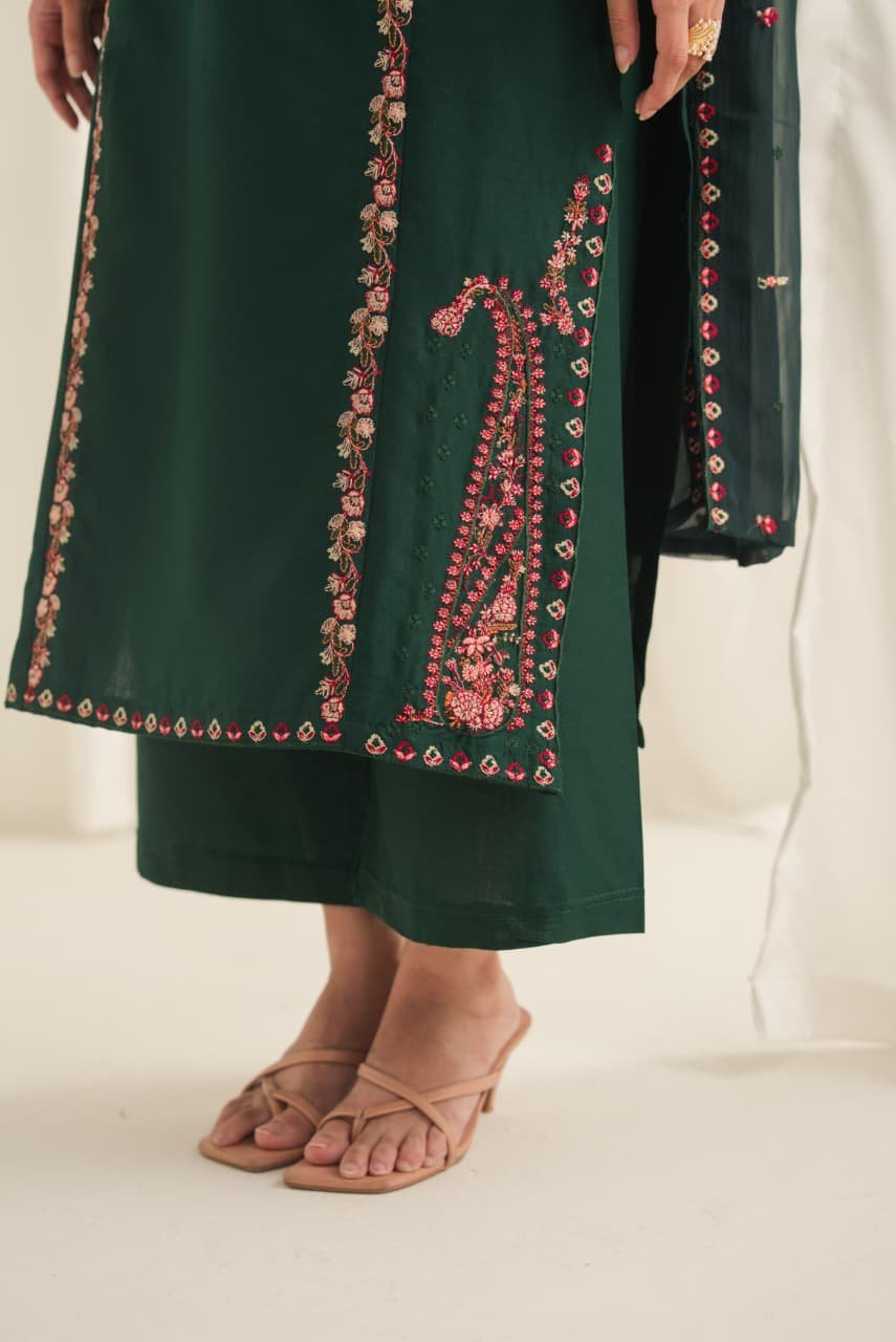 Soha Embroidered 3PC Lawn Suit with Plazo | Stitched Collection 9 Soha Embroidered 3PC Lawn Suit with Plazo | Stitched Collection - Image 9