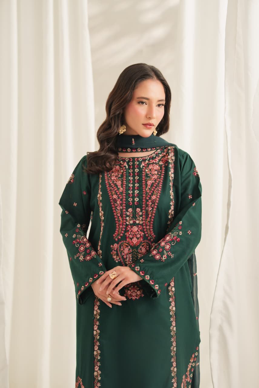 Soha Embroidered 3PC Lawn Suit with Plazo | Stitched Collection 7 Soha Embroidered 3PC Lawn Suit with Plazo | Stitched Collection - Image 7